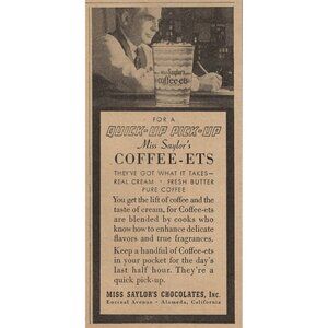 Miss Saylors 1945 Coffee-Ets Vintage Print Ad  Pure Coffee Alameda CA u
